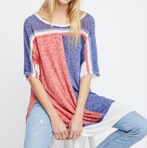 Free People Charleston Color Block‎ Oversized Tee M